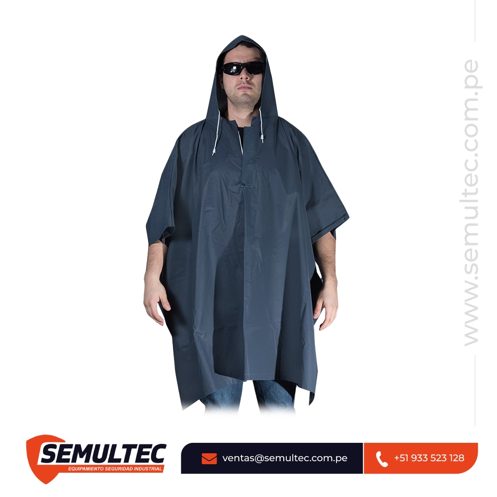 Poncho de Protección PVC Liviano Azul - Indumentaria Impermeable para Trabajo Industrial