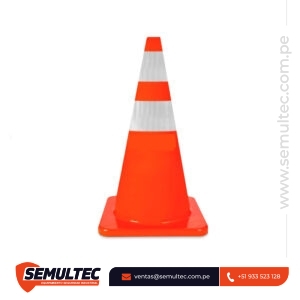 Cono de Seguridad PVC 28” Naranja con 2 Cintas Reflectivas