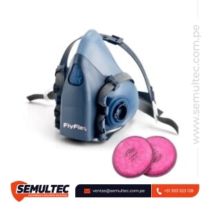 Respirador Media Cara Flyflex con Doble Cartucho P100